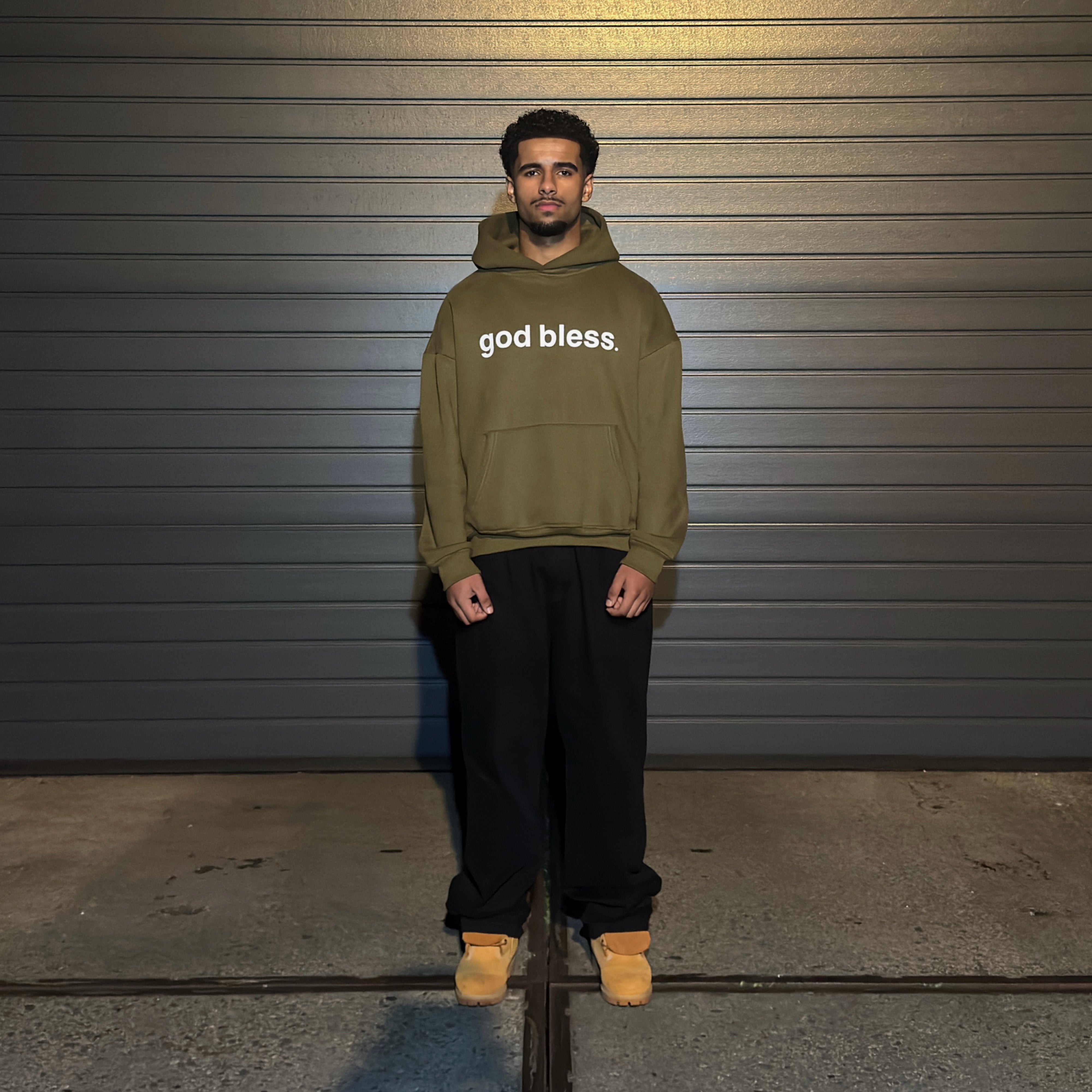 GOD BLESS HOODIE - OLIVE