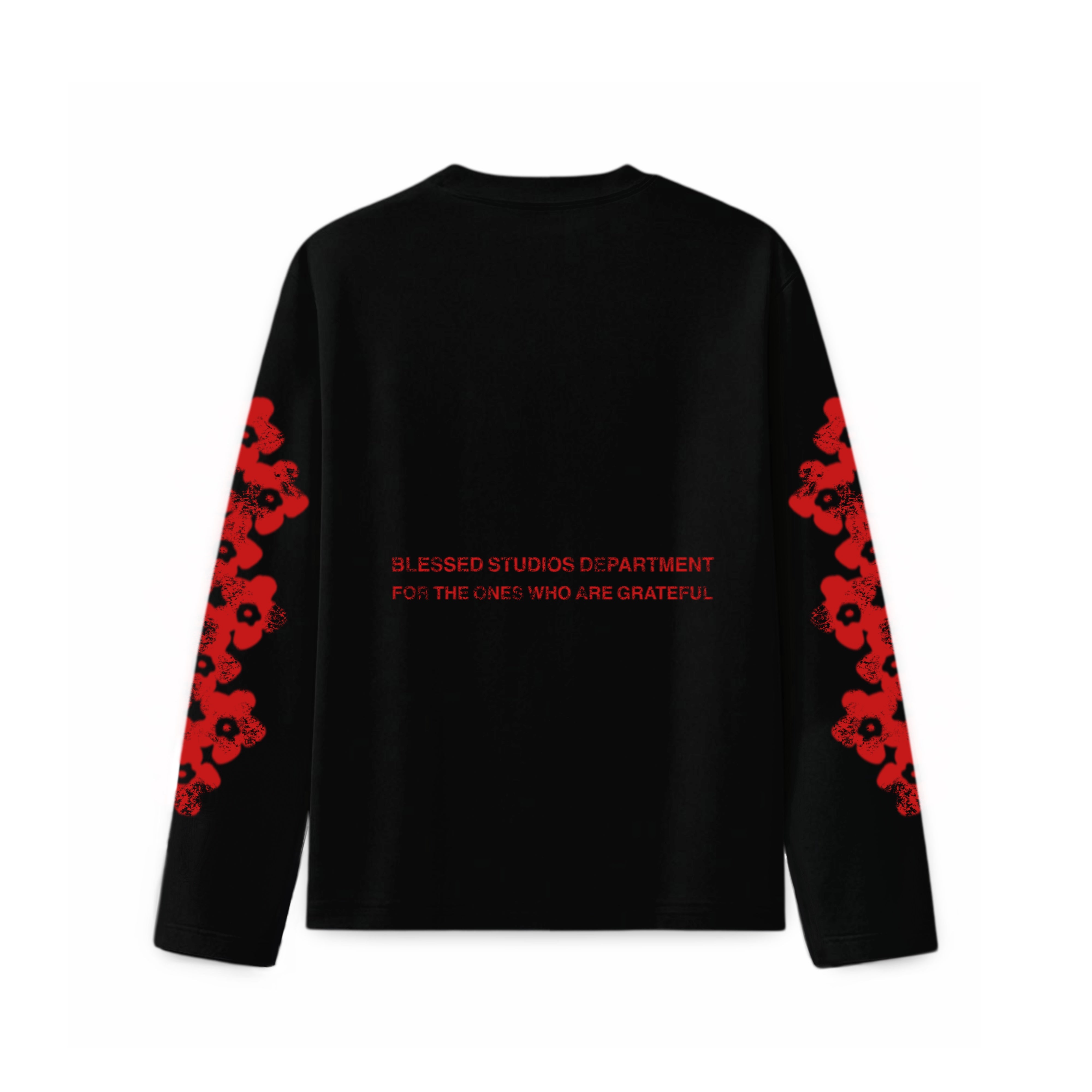 RED FLOWER LONG SLEEVE - BLACK