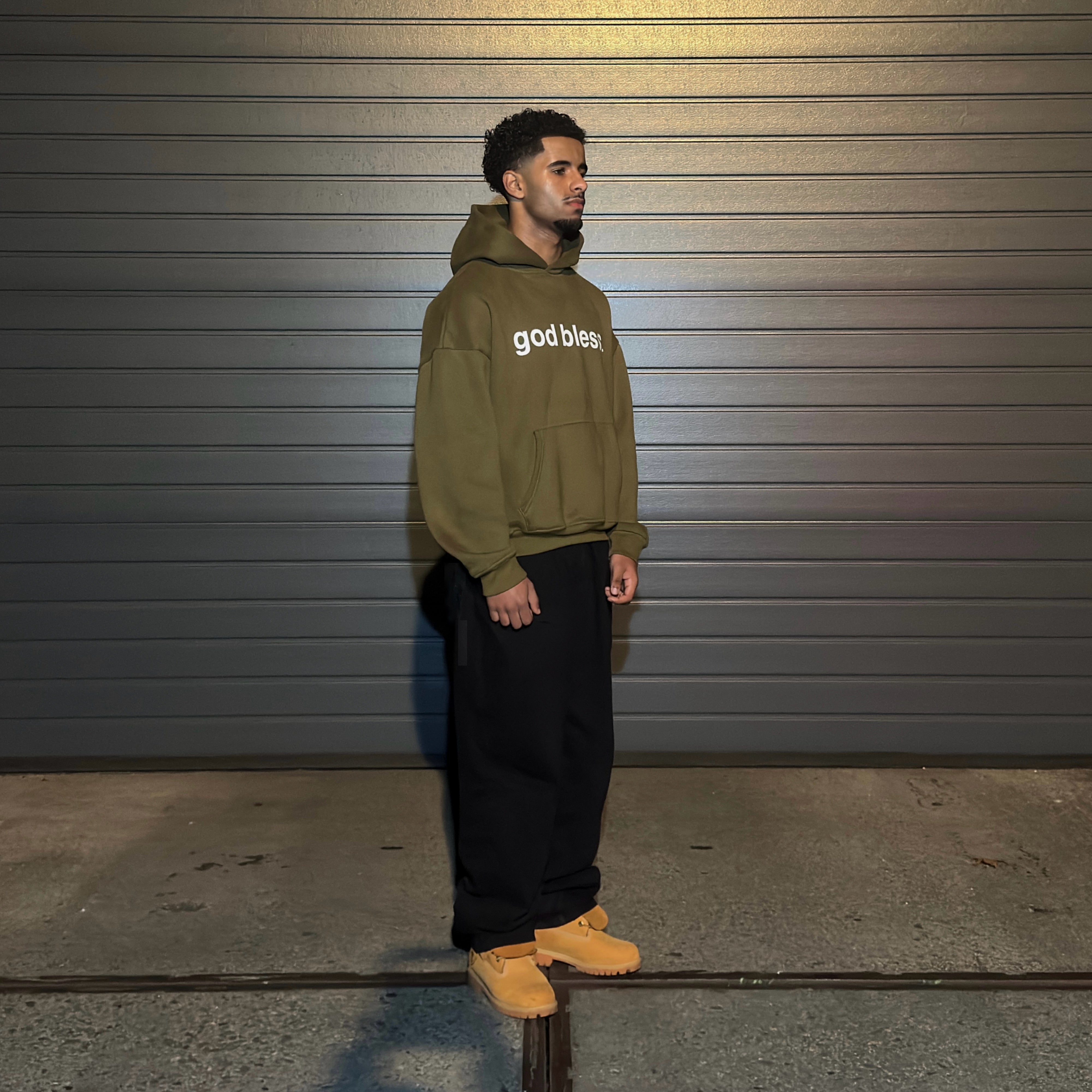 GOD BLESS HOODIE - OLIVE